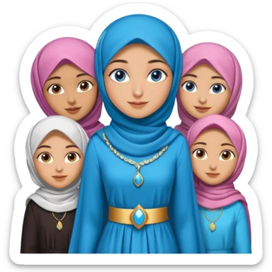 Turkish beautiful finish Konya girls blue eyes with party design hijab long tail dress and the friends have a championship  sticker