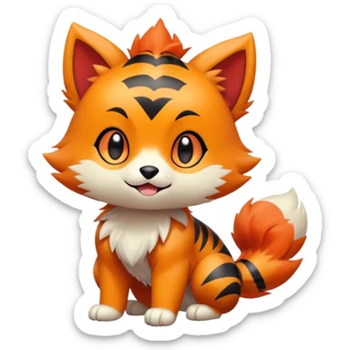 Shiny Cute Adorable Litten-Littleo-Growlithe-Hybrid-Creature with pattern-markings sticker