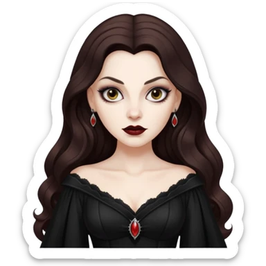 vampira cabelo ondulado longo marrom legal sticker