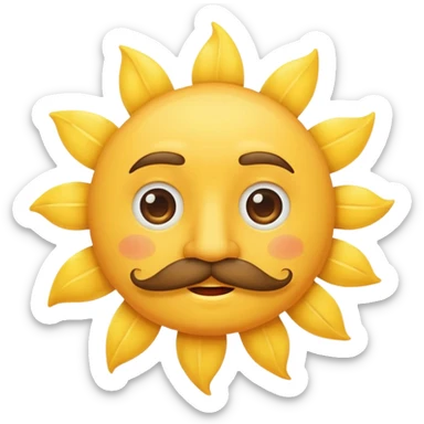 sun with mustache with no smile no brows sticker