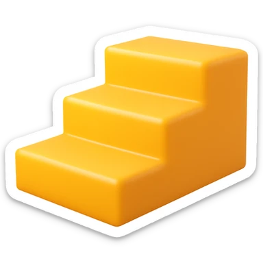 Convert this minimal 3-step stair outline into a 3D emoji style with a transparent background, capturing the look and feel of Microsoft style 3D fluent emojis. sticker