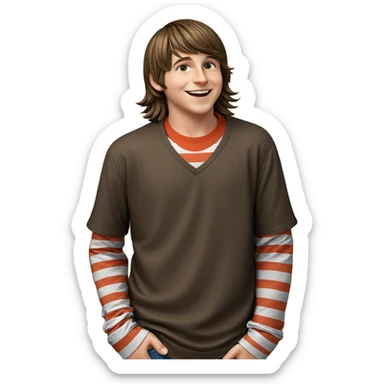 smiling boy in striped shirt sticker