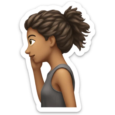 girl on ground hands in hair visible frustration from side view  sticker