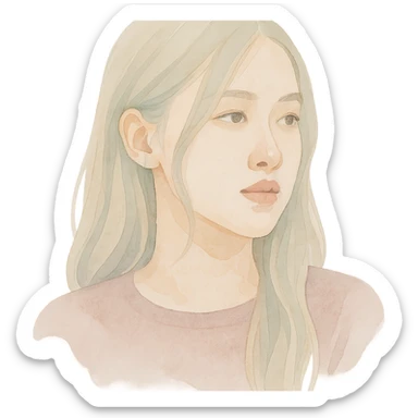 close-up portrait of Rosé from Blackpink, soft and artistic sticker