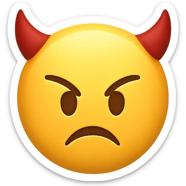 face with devil horns emoji, digital illustration, no background sticker