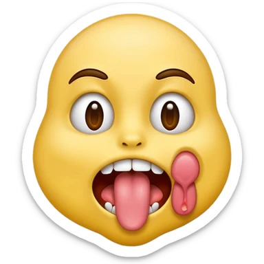 An emoji sticking there tongue out and chocking themselves  sticker