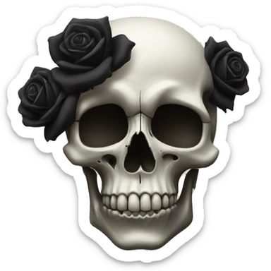 skull with black roses sticker