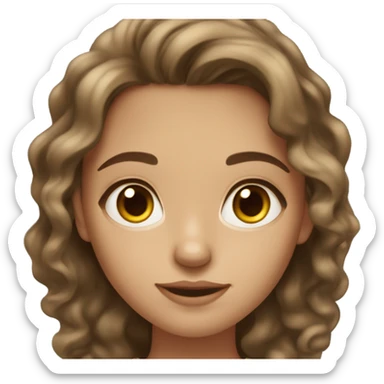 brunette girl with wavy hair and really light eyes and paleish tan skin  sticker