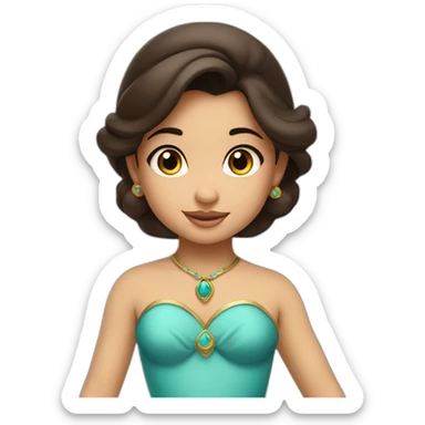 caucasian toddler face with dark brown hair dressed as princess jasmine of alladin sticker