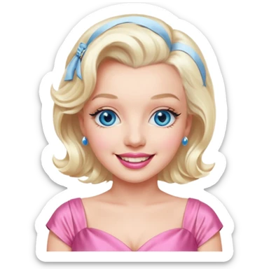 Marilyn Monroe with blue eyes, platinum blonde hair, pink outfit sticker
