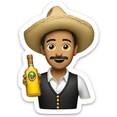 Mexican drinking tequila of the bottle sticker