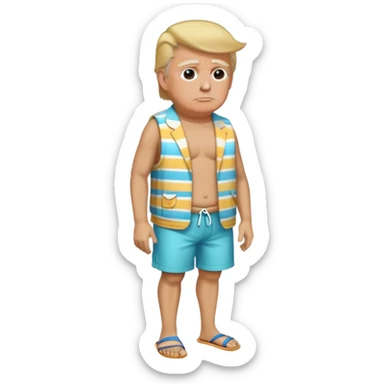 full body Trump standing in beach outfit sticker