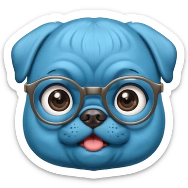 long blue haired baby pug wearing glassess sticker