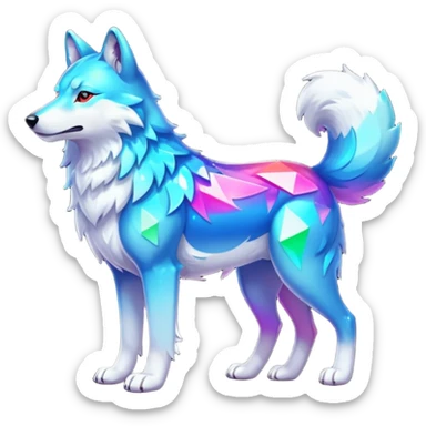 Colorful Shiny Fionbri-Falvie-sparkle-wolf-sona full body sticker