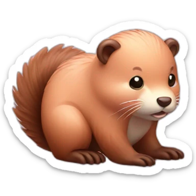 light pink fur cute beaver with big tail sticker