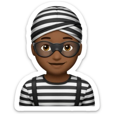 A theif robber emoji,Stripped shirt,eye mask, black head. sticker