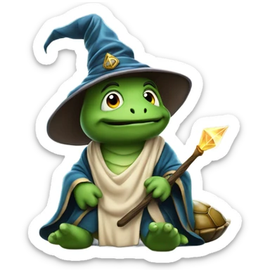 Wizard riding a turtle sticker
