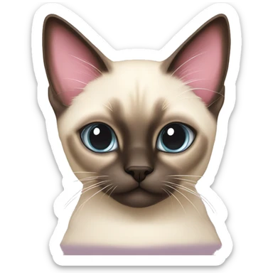 Long hair Siamese cat with pastel pink bow sticker