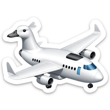 A goose-shaped airplane with wings like a goose but the body of an aircraft sticker