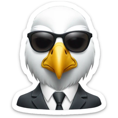 Bald eagle in suit and sunglasses no hat sticker