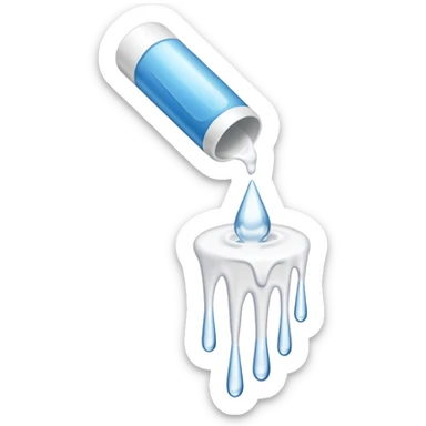 individual white glue white drops falling and dripping down out of a tube, all white sticker