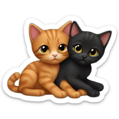 ginger and black kittens cuddling  sticker