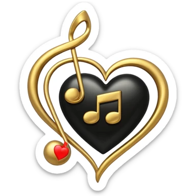 black heart with a music note sticker