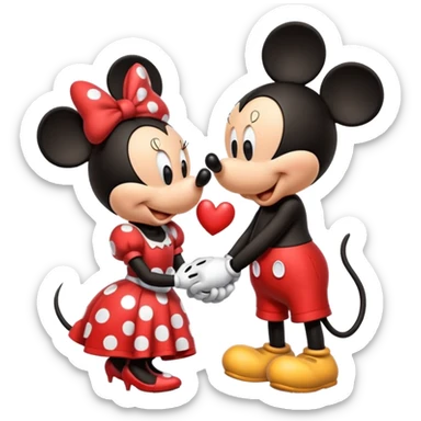 Mickey mouse and minnie mouse kissing sticker