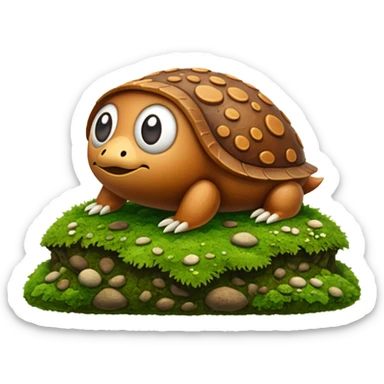 tiny brown kantareller on moss sticker