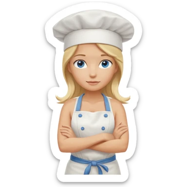 Sexy Full body  pretty
Long Blonde hair blue eyed female chef arms folded wearing tank top and denim shorts and chef hat arms folded sticker