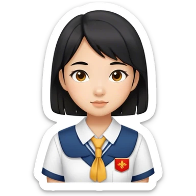 Black hair Chinese girl in school uniform sticker