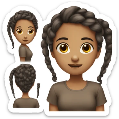 Adorable girl with brunnet long hair sticker