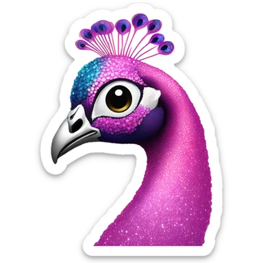 Pink ombre peacock with glitter sticker