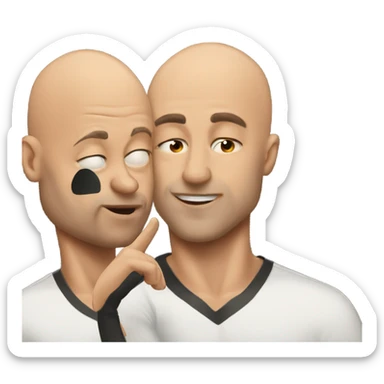 Muscular bald man blowing a kiss to another man sticker