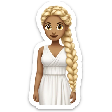 Greek goddess blonde braid white dress sticker