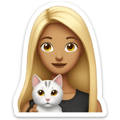 Girl with her cat  sticker