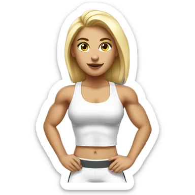 white muscular gym girl sticker
