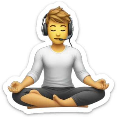 a gamer is sitting at a computer in a yoga pose sticker