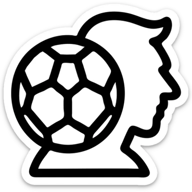 Abstract icon combining a soccer ball and Messi's silhouette, inspired by Airbnb category icons, thick lines, bold and simple, no text sticker