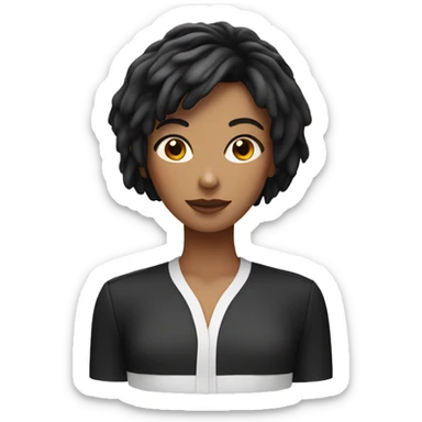 female with fair skin, dark bob and a fringe is making a cake sticker
