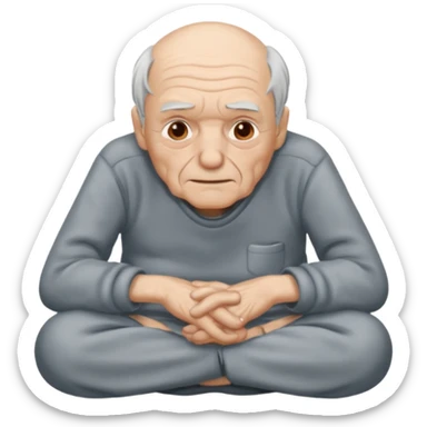 sitting weak old man  sticker