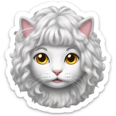 Kitty wearing a wig sticker