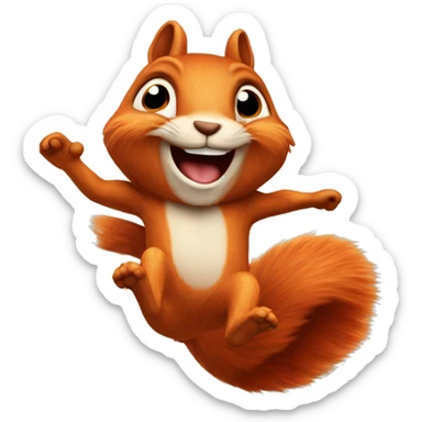 jumping orange burnt squirrel sticker