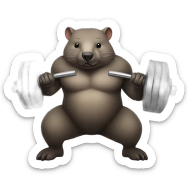 a wombat lifting weights sticker