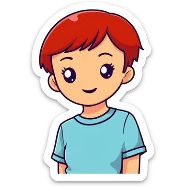 Light skin more cream color skin girl red short hair  sticker
