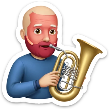 große Tuba, von glatzköpfigen graubärtigem Mann gespielt sticker