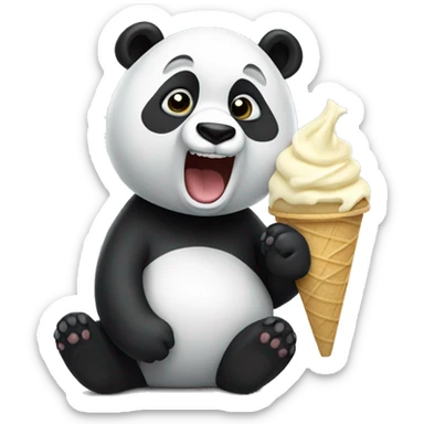 Panda eating ice cream sticker