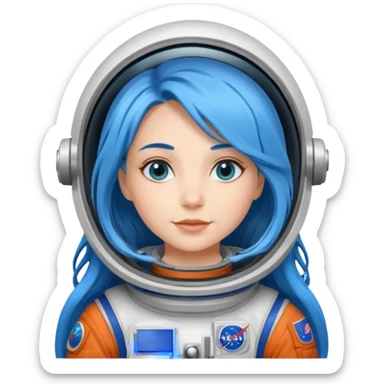Female astronaut with long blue hair sticker