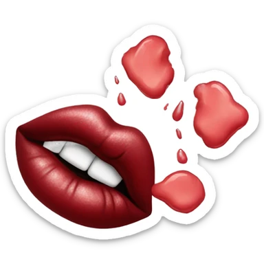 Blowing kisses with lipstick stain lip imprint  sticker