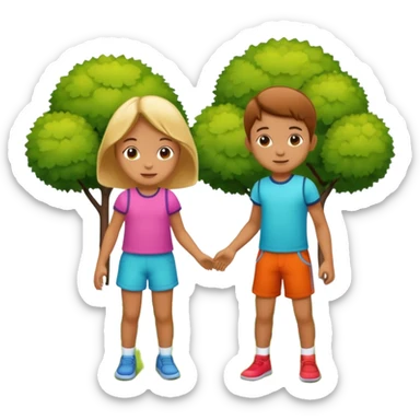 children playing in the garden sticker